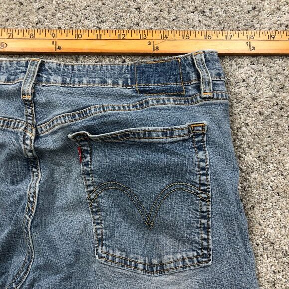 Levis Pants Womens 13 Juniors Blue 518 Super Low Bootcut Distress Jeans 34x31 - Picture 8 of 12